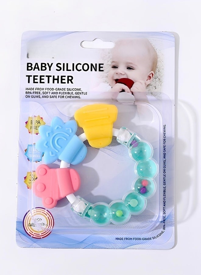 2 Pieces of Baby Silicone Teething Rattle Toy BPA Free Molar Soother with Easy Grip Handle Safe Soft Chewable Teether for Infants 3 to 12 Months - Image 4