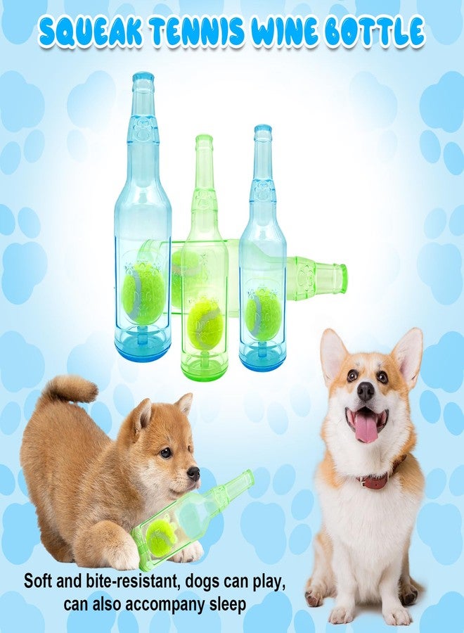 Aerbee 2PCS Water Bottle Dog Toys, Interesting Squeaky Dog Toys, 7.7" Rubber Water Bottle Toys with Tennis Ball, Medium/Small Pet Chew Toy, Outdoor Interactive Keep Them Busy, Blue & Green - Image 5