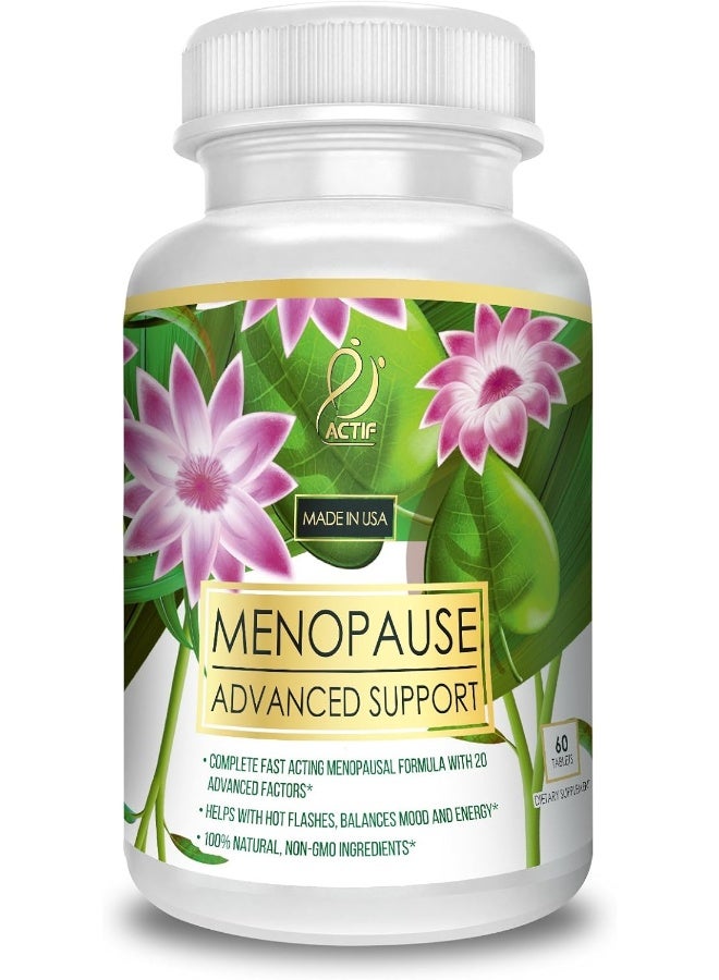 Actif Menopause Advanced Support with 20+ Organic Vitamins and Herbs - Relieves Hot Flashes, Night Sweats - Non GMO, Fast Acting, Made in USA, 60 Count - Image 2