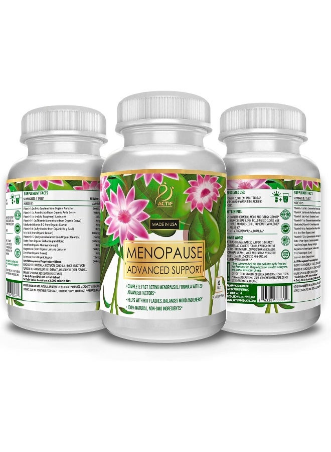 Actif Menopause Advanced Support with 20+ Organic Vitamins and Herbs - Relieves Hot Flashes, Night Sweats - Non GMO, Fast Acting, Made in USA, 60 Count - Image 5