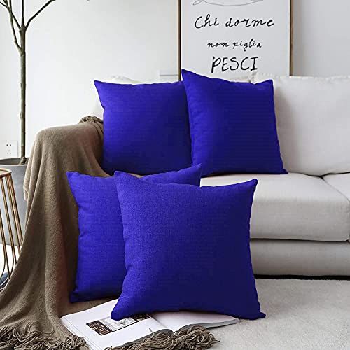 Khooti Decorative Jute Square Cushion Cover Throw Pillow Cover for Living Room Couch Diwan Single Seater Sofa, Modern Boho Medium 18 x 18 Inches / 45 x 45 cm (Colour - Royal Blue)(Set of 1 Piece) - Image 2