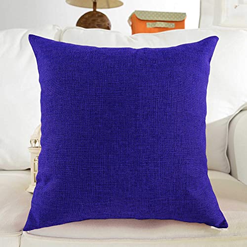 Khooti Decorative Jute Square Cushion Cover Throw Pillow Cover for Living Room Couch Diwan Single Seater Sofa, Modern Boho Medium 18 x 18 Inches / 45 x 45 cm (Colour - Royal Blue)(Set of 1 Piece) - Image 1
