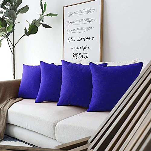 Khooti Decorative Jute Square Cushion Cover Throw Pillow Cover for Living Room Couch Diwan Single Seater Sofa, Modern Boho Medium 18 x 18 Inches / 45 x 45 cm (Colour - Royal Blue)(Set of 1 Piece) - Image 3
