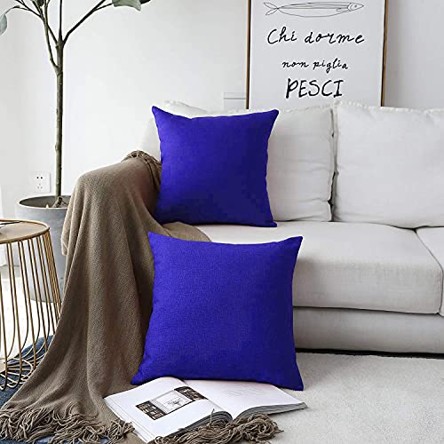 Khooti Decorative Jute Square Cushion Cover Throw Pillow Cover for Living Room Couch Diwan Single Seater Sofa, Modern Boho Medium 18 x 18 Inches / 45 x 45 cm (Colour - Royal Blue)(Set of 1 Piece) - Image 4