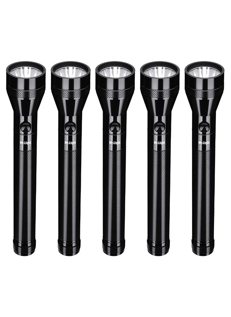 Mr. Light 5 In 1 Rechargeable Durable Powerful LED Flash Light Torch Water Resistant 1900 Meters Coverage 
