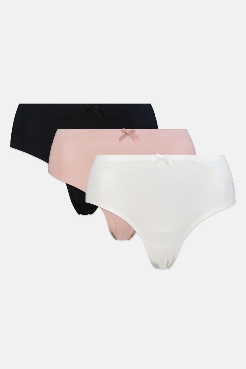 bebe Women 3 Pieces Textured Lace Boxer Panties, Multicolor - Image 5