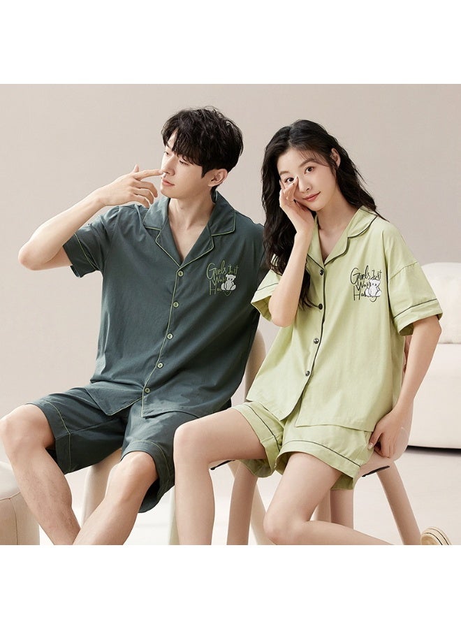 Summer  Shorts Pijamas Couple's Sleepwear Cotton Pajamas Fashion Casual Korean Loungewear Pajama Sets for Young - Image 1
