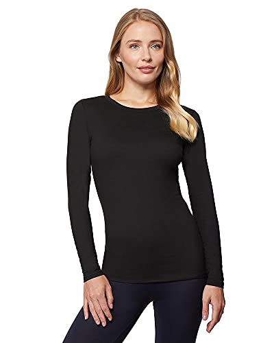 32 Degrees Heat Womens Ultra Soft Thermal Lightweight Baselayer Crew Neck Long Sleeve Top, Black, Small - Image 1