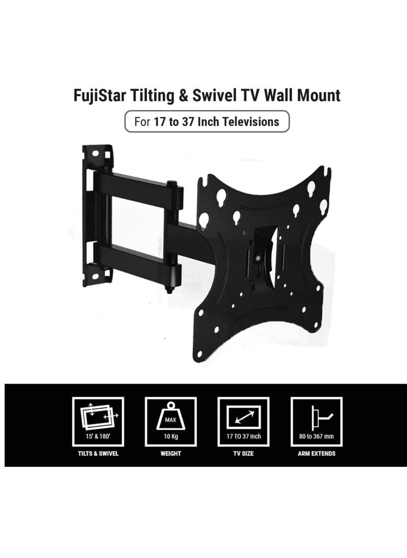fujistar Tilting & Swivel TV Wall Mount Bracket for 17 to 37 Inch LED, LCD & Plasma Televisions - Loading Capacity up to 10 Kgs (22 LBS) & Arm Extendable Upto 367mm