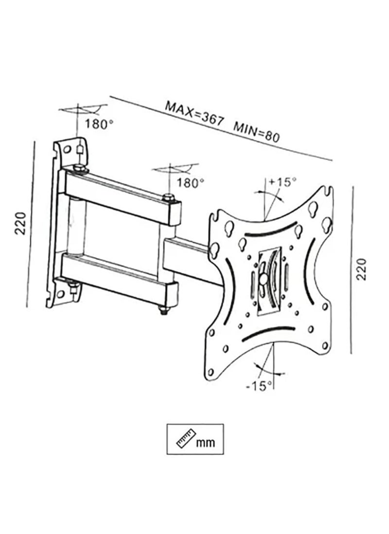 fujistar Tilting & Swivel TV Wall Mount Bracket for 17 to 37 Inch LED, LCD & Plasma Televisions - Loading Capacity up to 10 Kgs (22 LBS) & Arm Extendable Upto 367mm