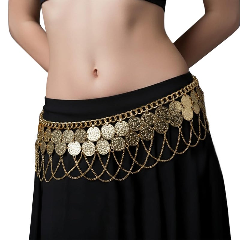 Vritraz Women's Belly Dance Tower Shape Metal Hip Scarf - Image 1