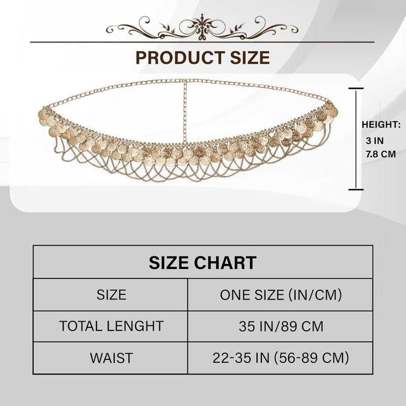 Vritraz Women's Belly Dance Tower Shape Metal Hip Scarf - Image 4