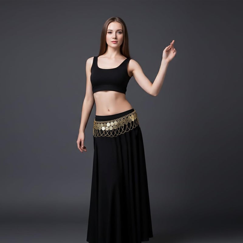 Vritraz Women's Belly Dance Tower Shape Metal Hip Scarf - Image 3