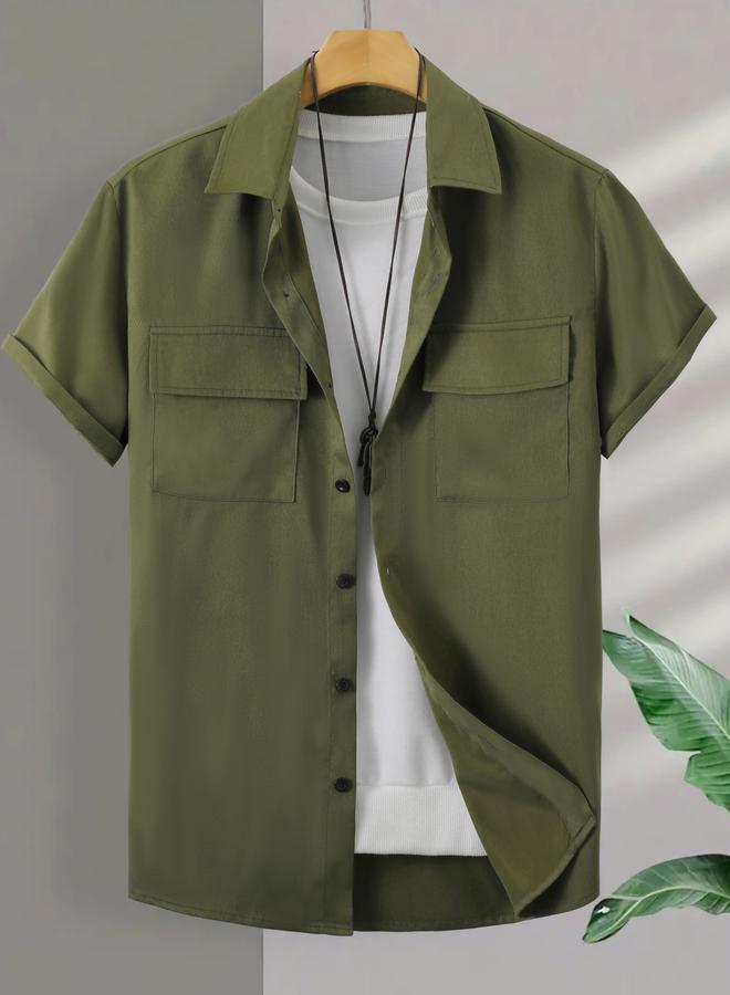 Take Two Men Casual Cargo Shirt With Short Sleeve - Image 2