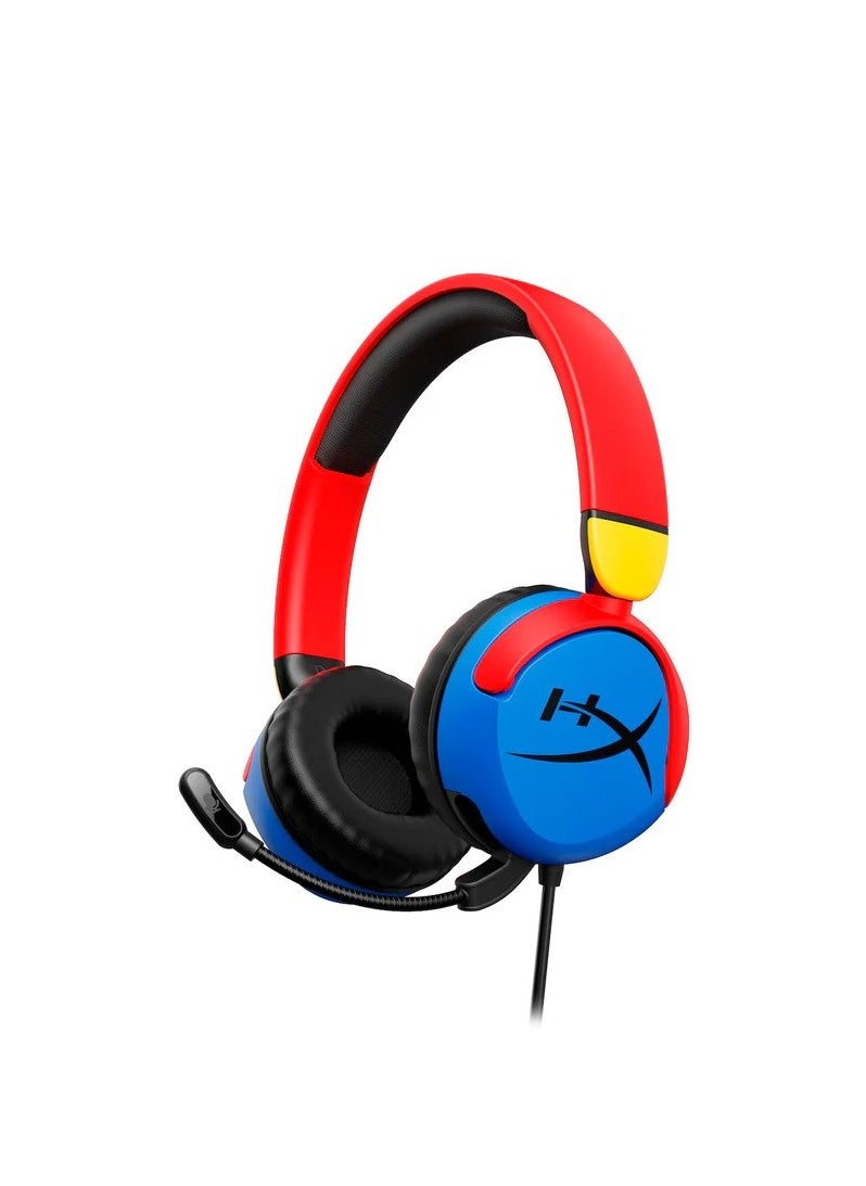 Mini HYPERX 7G8F3AA Cloud Mini Gaming Headset – 85dB Volume-Limited for Kids & Younger Gamers, 3.5mm AUX Wired Headphones with Comfortable Design (Red/Blue)  - Image 1