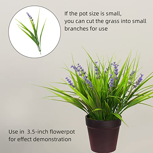 alyptus 12 Bundles Artificial Plants Outdoor Fake Monkey Grass with Flowers for Pot UV Resistant Plant Decor for Window Garden Patio Hanging Planter Pathway Front Porch (Grass with Flowers) - Image 4