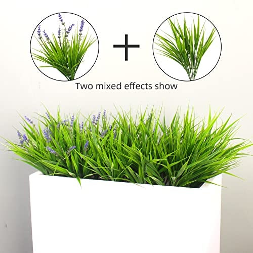 alyptus 12 Bundles Artificial Plants Outdoor Fake Monkey Grass with Flowers for Pot UV Resistant Plant Decor for Window Garden Patio Hanging Planter Pathway Front Porch (Grass with Flowers) - Image 5
