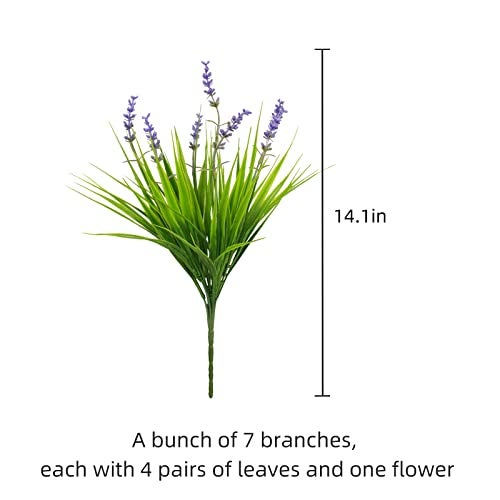 alyptus 12 Bundles Artificial Plants Outdoor Fake Monkey Grass with Flowers for Pot UV Resistant Plant Decor for Window Garden Patio Hanging Planter Pathway Front Porch (Grass with Flowers) - Image 2