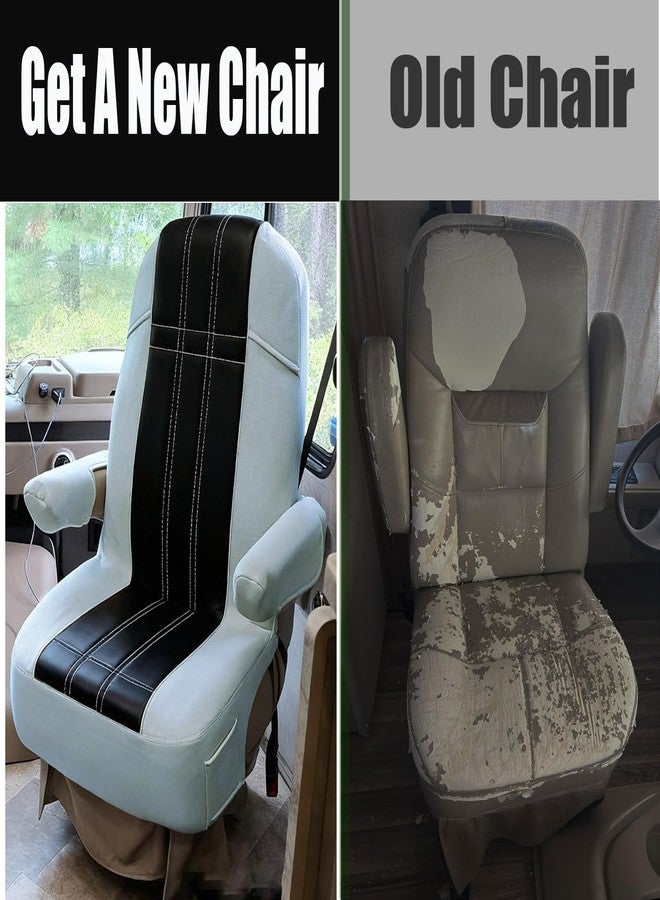 BeadChica Rv Captain Chair Seat Covers,Motorhome Seat Cover 2PCS for Class-A RV Seat with Arm Rest Covers (Black&Grey) - Image 5
