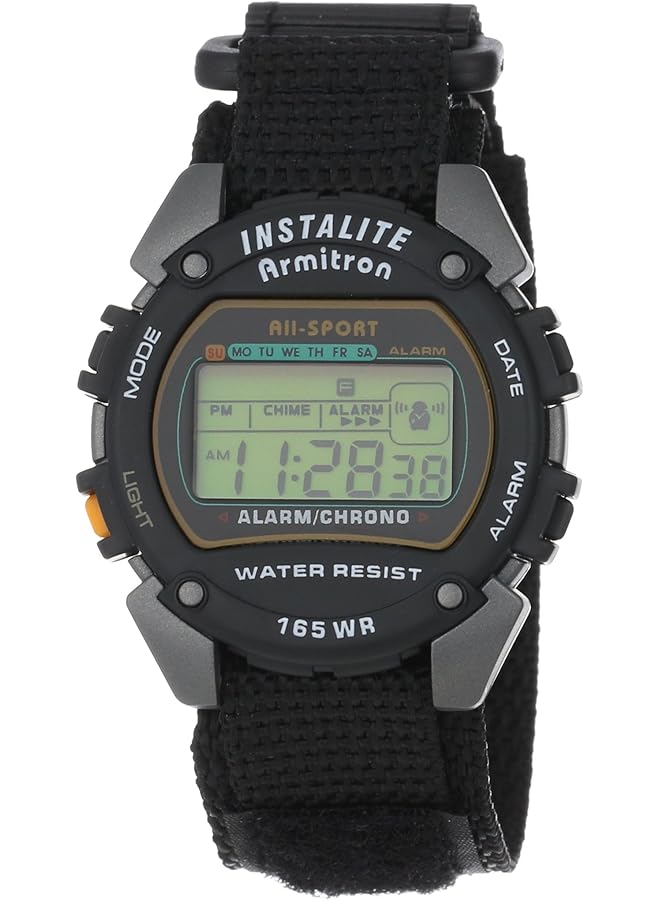 Armitron Sport Men 406623 Chronograph Round Gray And Black Nylon Strap Digital Watch - Image 1