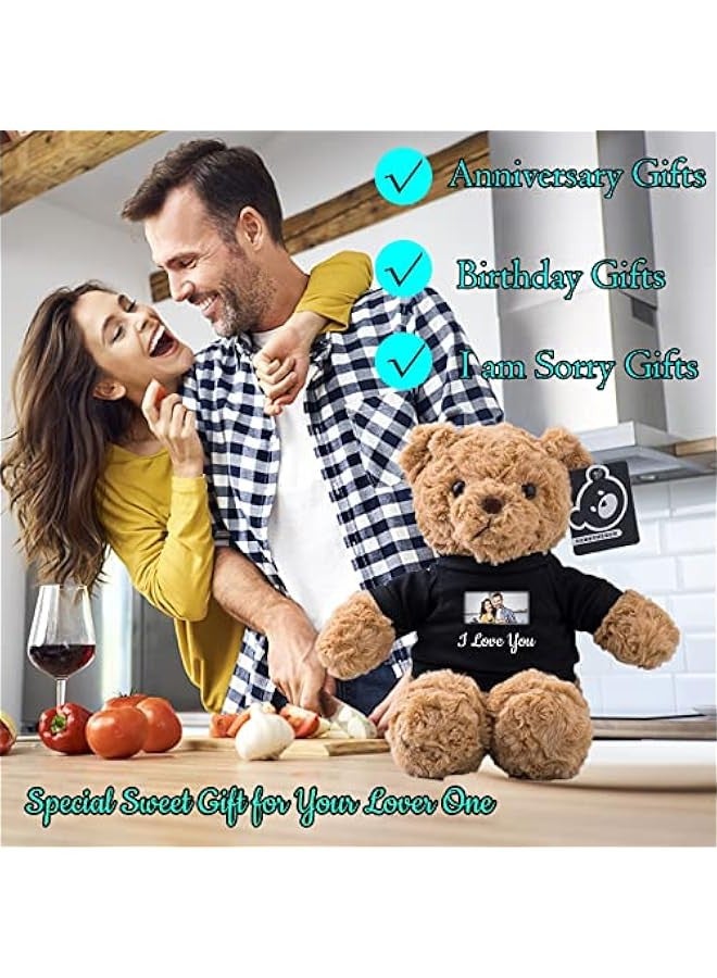 Generic Personalized Gifts for Women Men Stuffed Bear Plush Toys with ized Text, Personalized Teddy Bear with T-Shirt as for  s Day Birthday (13 inch-Text+Photo), Black  - Image 5