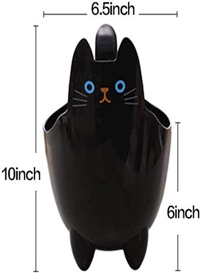 123Arts Cartoon Cat Shape ABS Table Bathroom Trash Can Storage Bucket with Cat Clips - Image 2
