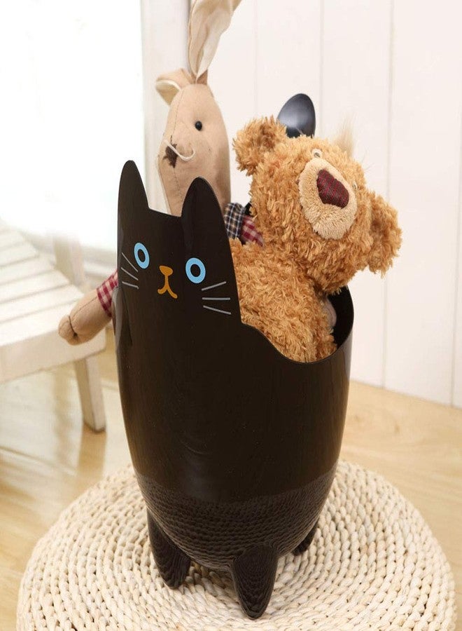 123Arts Cartoon Cat Shape ABS Table Bathroom Trash Can Storage Bucket with Cat Clips - Image 4