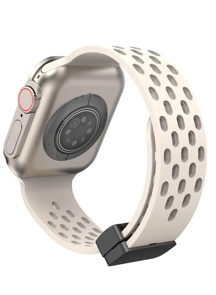 Magnetic Bands for Apple Watch Band 49mm 45mm 44mm 46mm, for Women Men, Soft Silicone Magnetic Buckle Breathable Sport Watch Strap for iWatch Series SE2 SE 9 8 7 6 5 4 3 2 1 Ultra 2/Ultra - Image 1