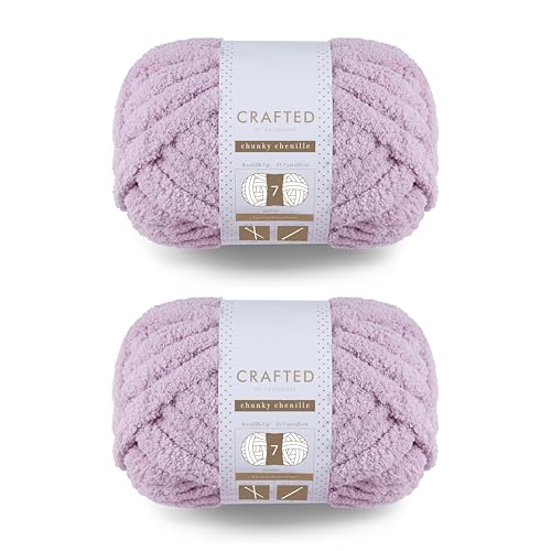 Crafted by Catherine Chunky Chenille Yarn - 2 Pack (10.5 oz / 300 g, 41 Yards Each Skein), Purple, Gauge 7 Jumbo - Image 1