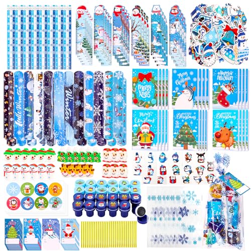 Atonofun 242 Pcs Christmas Party Favors Christmas School Stationery Set Xmas Exchange Gifts Reward Prizes Bulk for Students Kids Xmas Stocking Stuffers School Goodie Bag Fillers - Image 1