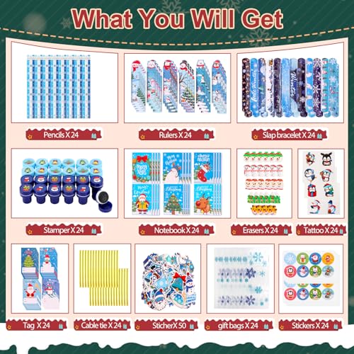 Atonofun 242 Pcs Christmas Party Favors Christmas School Stationery Set Xmas Exchange Gifts Reward Prizes Bulk for Students Kids Xmas Stocking Stuffers School Goodie Bag Fillers - Image 5