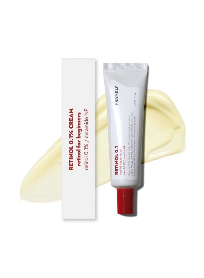 FRANKLY Retinol 0.1% Cream, 1.01 fl oz - Beginner Retinol | Night Cream | with Ceramides & Natural Ginseng | Anti-aging, Wrinkles Care, Reduces Congestion and hyperpigmentation | Korean Skin Care - Image 1