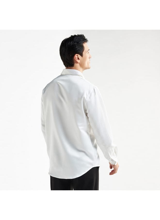 FAV - Solid Shirt with Embellished Collar and Long Sleeves - Image 1