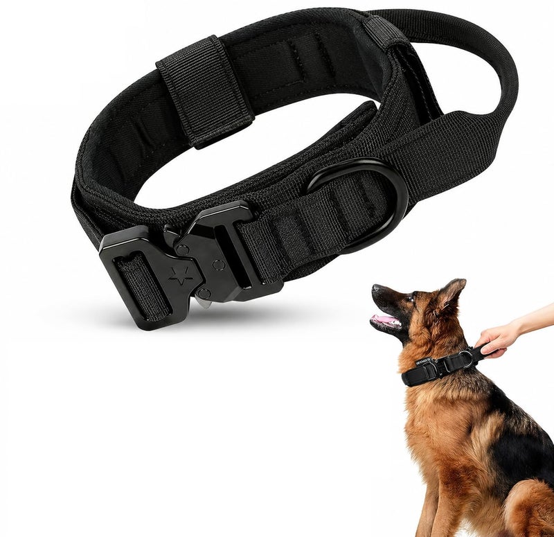 WapaW Tactical Dog Collar And Leash Set,Adjustable Military Dog Collar With Control Handle And Heavy Metal Buckle,Dog Training With Bungee Leash For Large Medium Dogs. (Xl,Brown,15 Cm,15 Cm) - Image 1