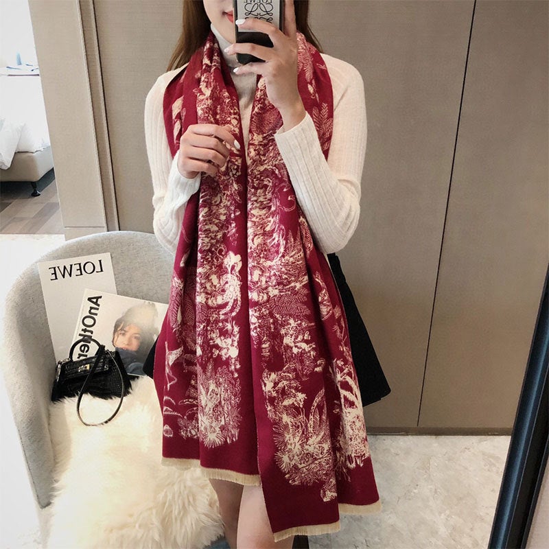 2020 Thickened Jacquard Office Shawl Warm Women Floral Long Faux Cashmere Scarf Neck Warmer Fashion Versatile - Image 1