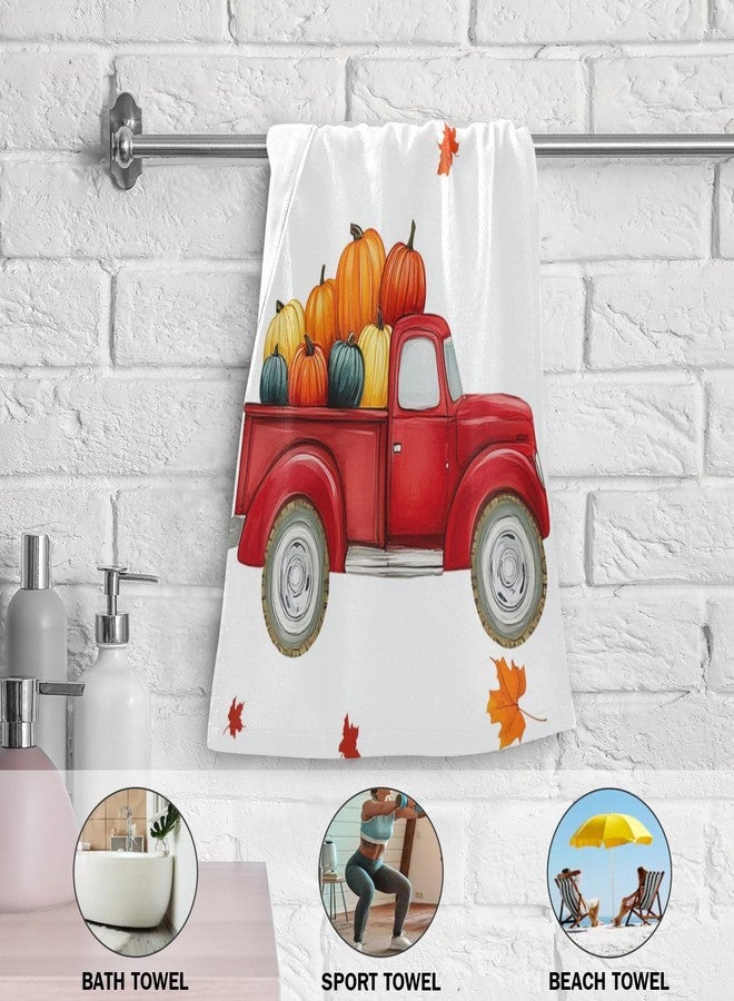 Vdsrup Autumn Truck Hand Towels Towel Set of 2 Small Bath Towels Soft Guest Face Towel Bathroom Decorations Thin Kitchen Tea Dish Towels 14x28 in - Image 5