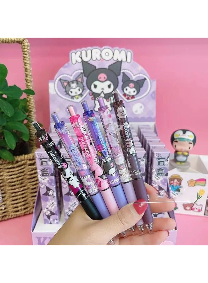 6 Pcs Sanrio Gel Pen Cartoon Kuromi Black 0.5mm ST Quick Drying Press The Ballpoint Pen Learning Stationery Gifts - Image 5