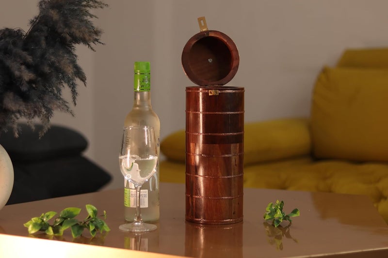 MARMORIS ECOM Handmade Sheesham Wood Wine Bottle Box Storage Gift case with Handle for Housewarming Bottle Box for Wine Gift Packing 1 pack - Image 4