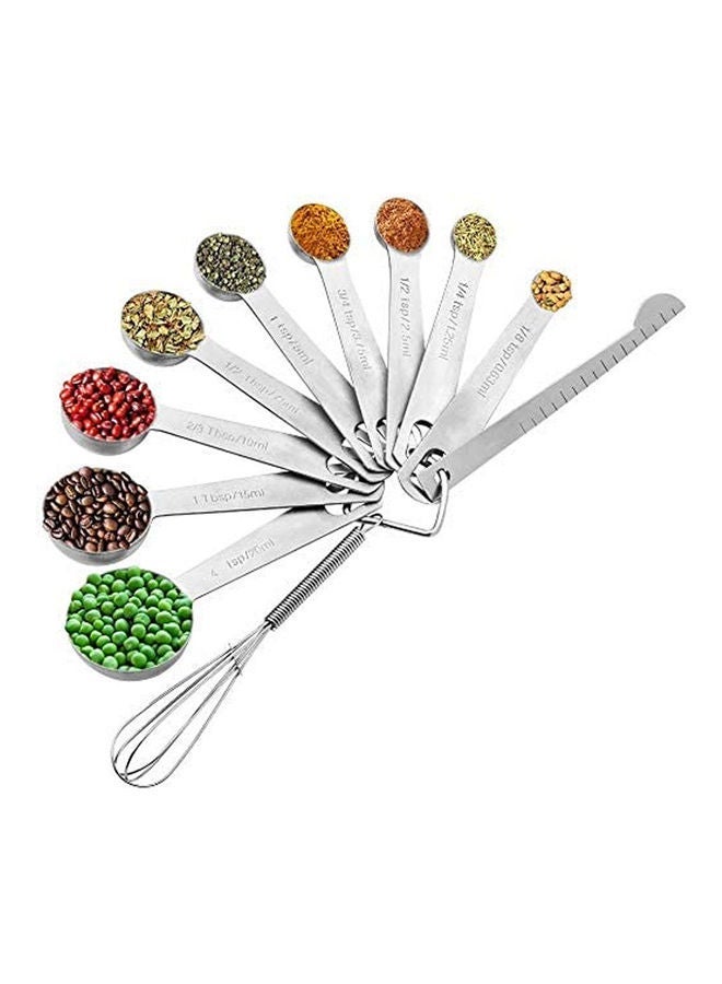NIBEMINENT Set Of 11-Piece Stainless Steel Measuring Spoons Silver 240grams - Image 1