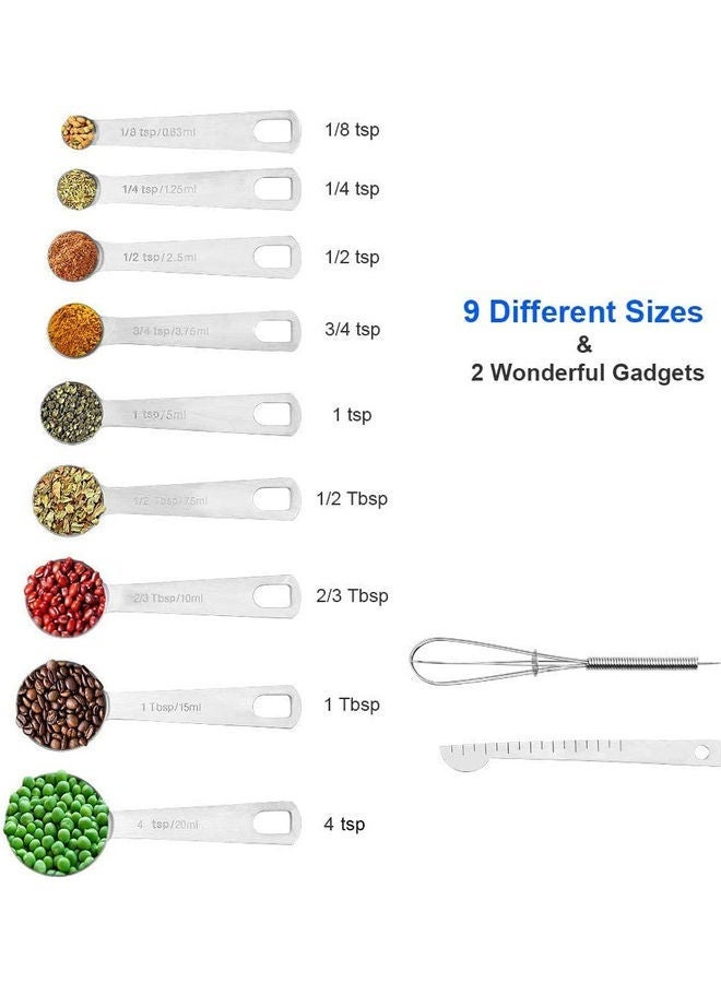 NIBEMINENT Set Of 11-Piece Stainless Steel Measuring Spoons Silver 240grams - Image 5