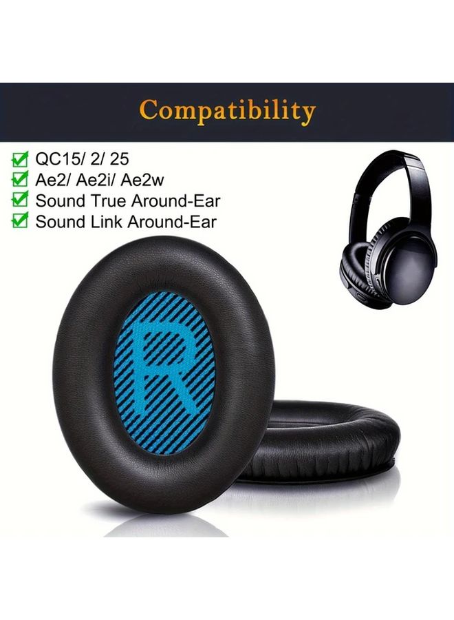 وسادات الأذن البديلة لسماعات QC2 QC15 QC25 QC35 وسادات إسفنجية ذاكرة أكواب أذن هلام تبريد أزرق أسود - Image 2