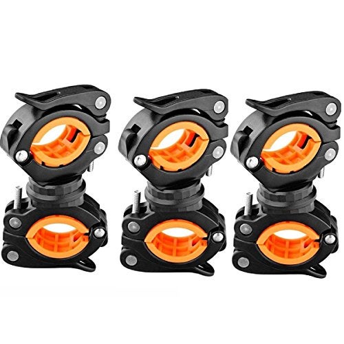 Vonpri [3 Pack Flashlight Holder, Mount Bicycle Mounting Bracket Flashlight Holder Torch Clip 360º Rotation (Orange) - Image 1