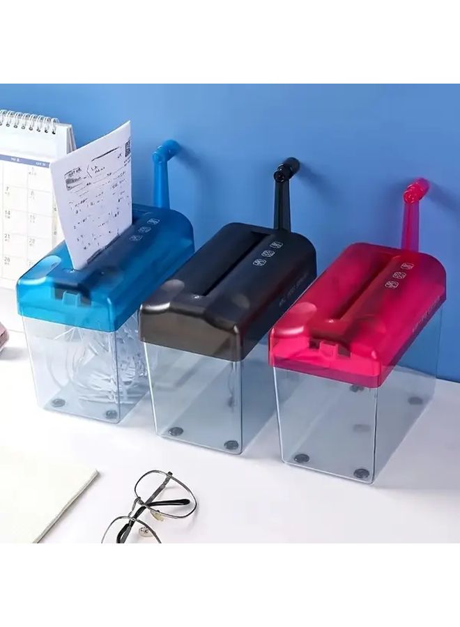 Portable A6 Manual Paper Shredder Sea Blue Quiet Desktop Cutting Tool For Home And Office Use - Image 4