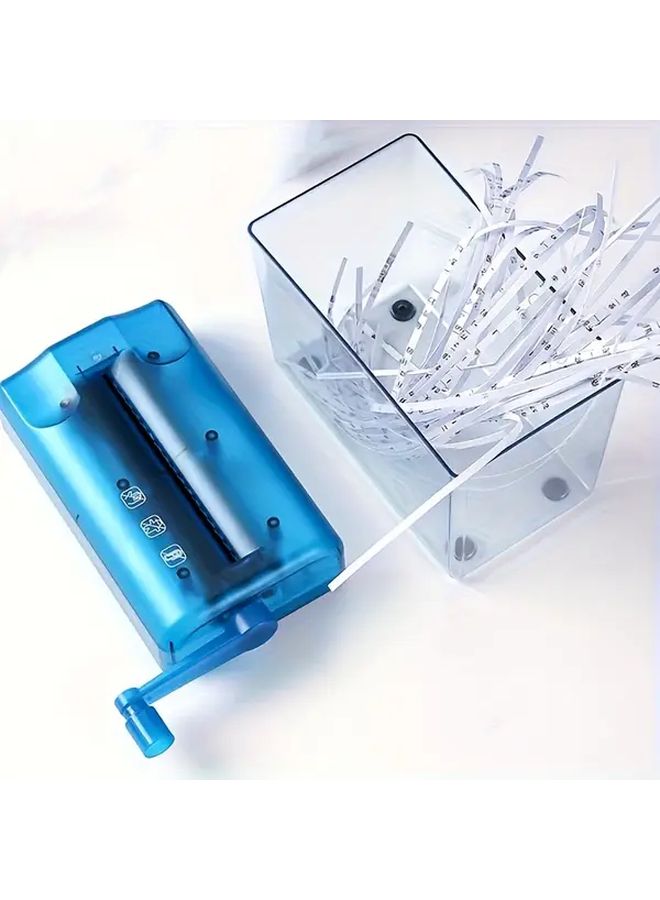 Portable A6 Manual Paper Shredder Sea Blue Quiet Desktop Cutting Tool For Home And Office Use - Image 5
