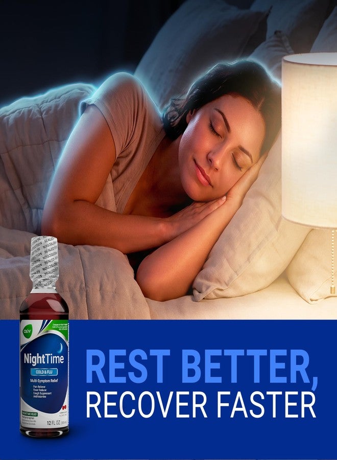 AXIV Nighttime Cold and Flu Relief Liquid Medicine, Multi-Symptom Relief, Pain Reliever, Fever Reducer, Cough Suppressant, Cherry Flavor, 12 fl. oz. - Image 4