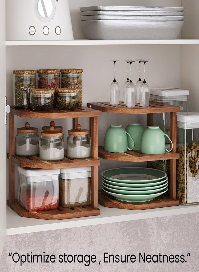 VERTORGAN 3 Tier Acacia Wood Corner Shelf(2 Pack),Dish Drying Rack,Plate Organizer,Kitchen Spice Rack for Countertop and Cabinet,Pantry Organization and Storage - Image 5