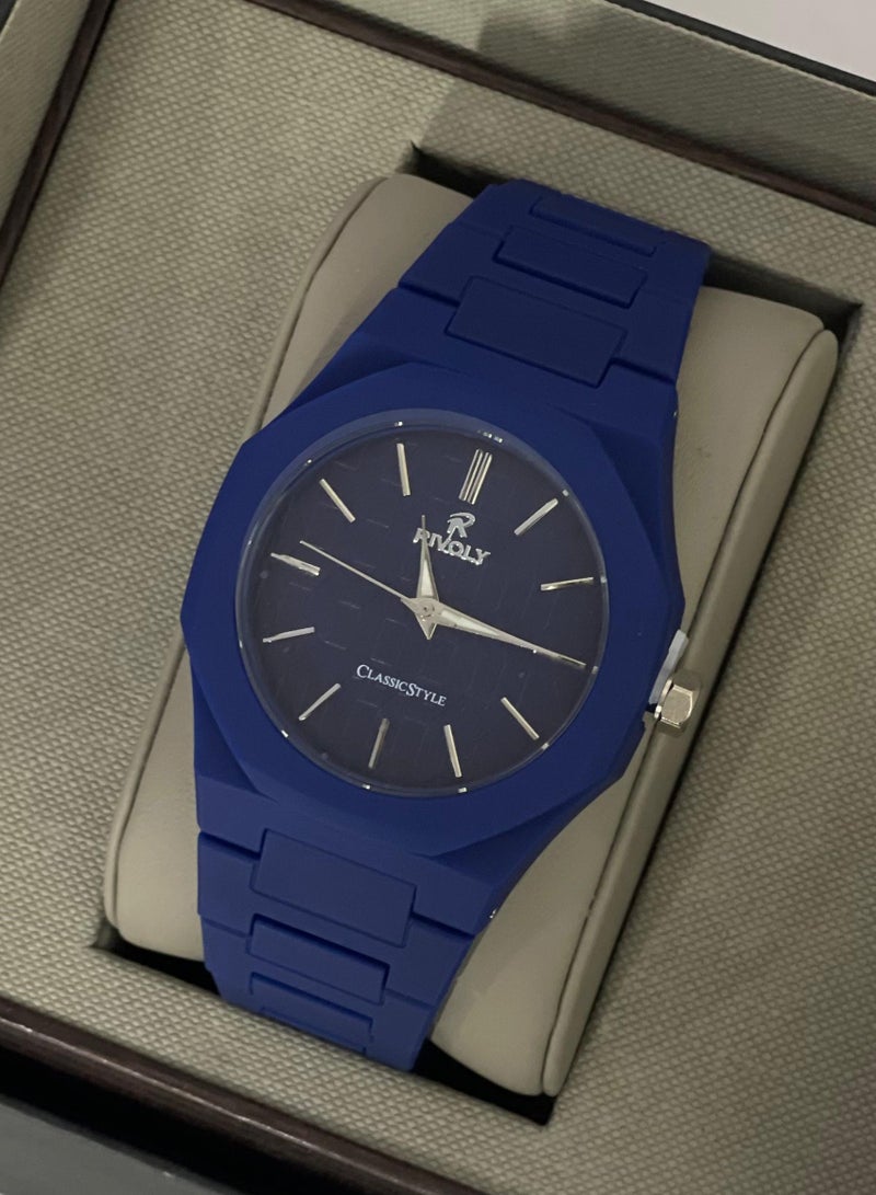 ريفولي ساعة رجالية عصرية من الكربون ضد الماء مكينة يابانية عالية الجودة