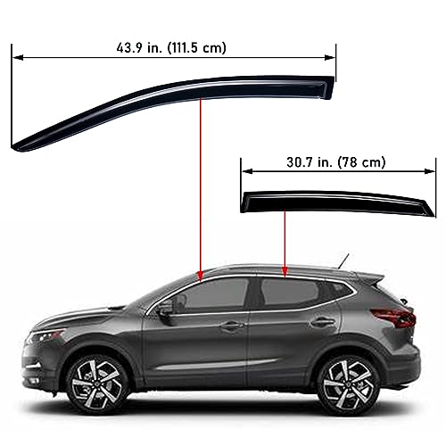 Lightronic لايتترونيك WV94902 واقيات نوافذ جانبية خارجية ومظلات، حراس مطر، دخاني داكن، مجموعة 4 قطع، تناسب نيسان روج 2021-2024 - Image 2
