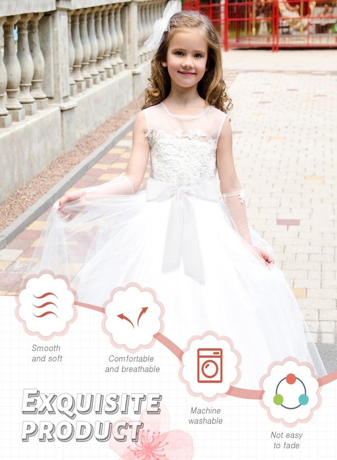 Glitopper Satin Sash Belt for Girls Flower Girl Sash Long Waist Belts for Wedding Party Special Occasion 2'' Wide(White) - Image 2