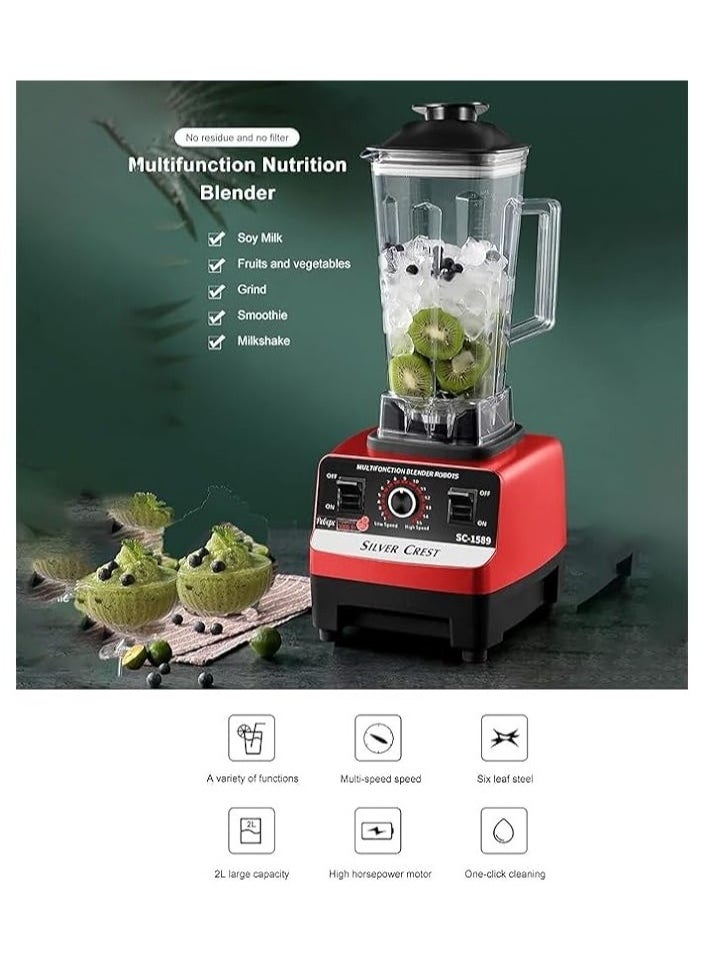 SILVER CREST Heavy Duty Blender Commercial, Stainless Steel, Blades Fruit Processor, Grinder, Maker  - Image 4